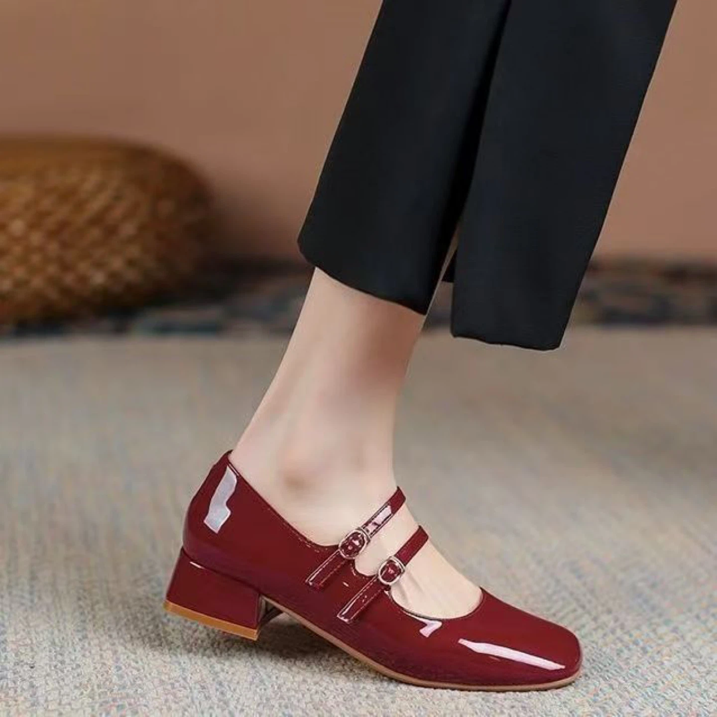 Women's Burgundy Patent Shoes - Size 40