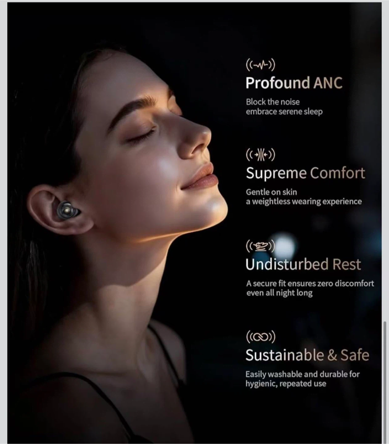 Black Wireless Earbuds with Noise Cancellation - photo 4