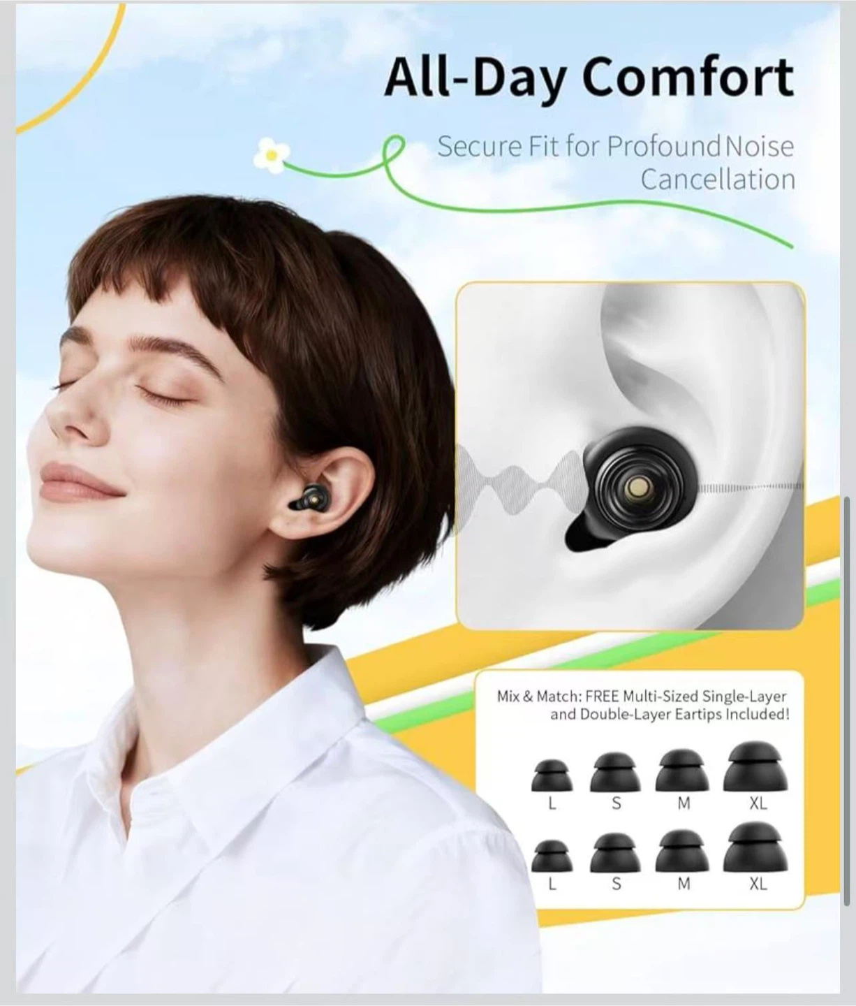 Black Wireless Earbuds with Noise Cancellation - photo 3