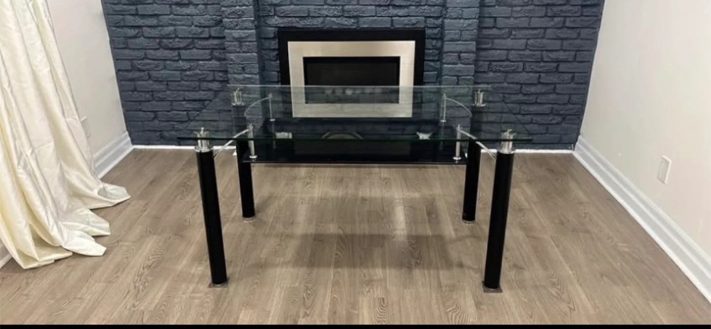 Glass Top Dining Table with 4 Black Chairs - photo 3