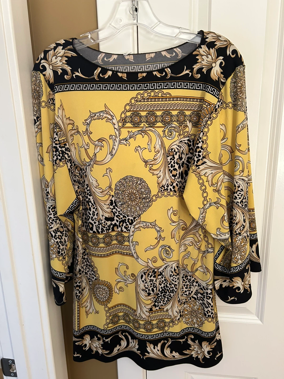 Yellow Baroque Print Dress