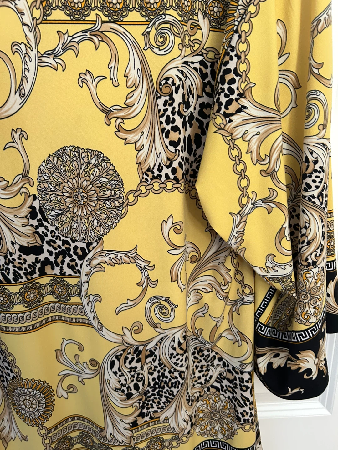 Yellow Baroque Print Dress - photo 3