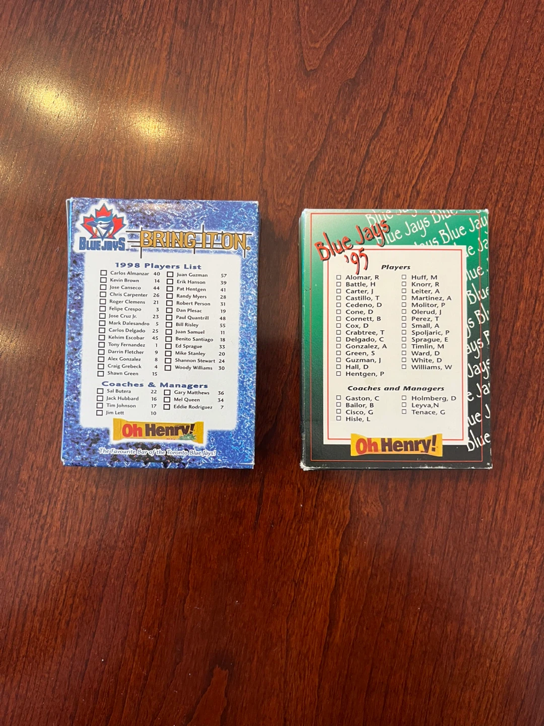 Toronto Blue Jays Cards Courtesy of Oh Henry 1995 and 1998 years - photo 2