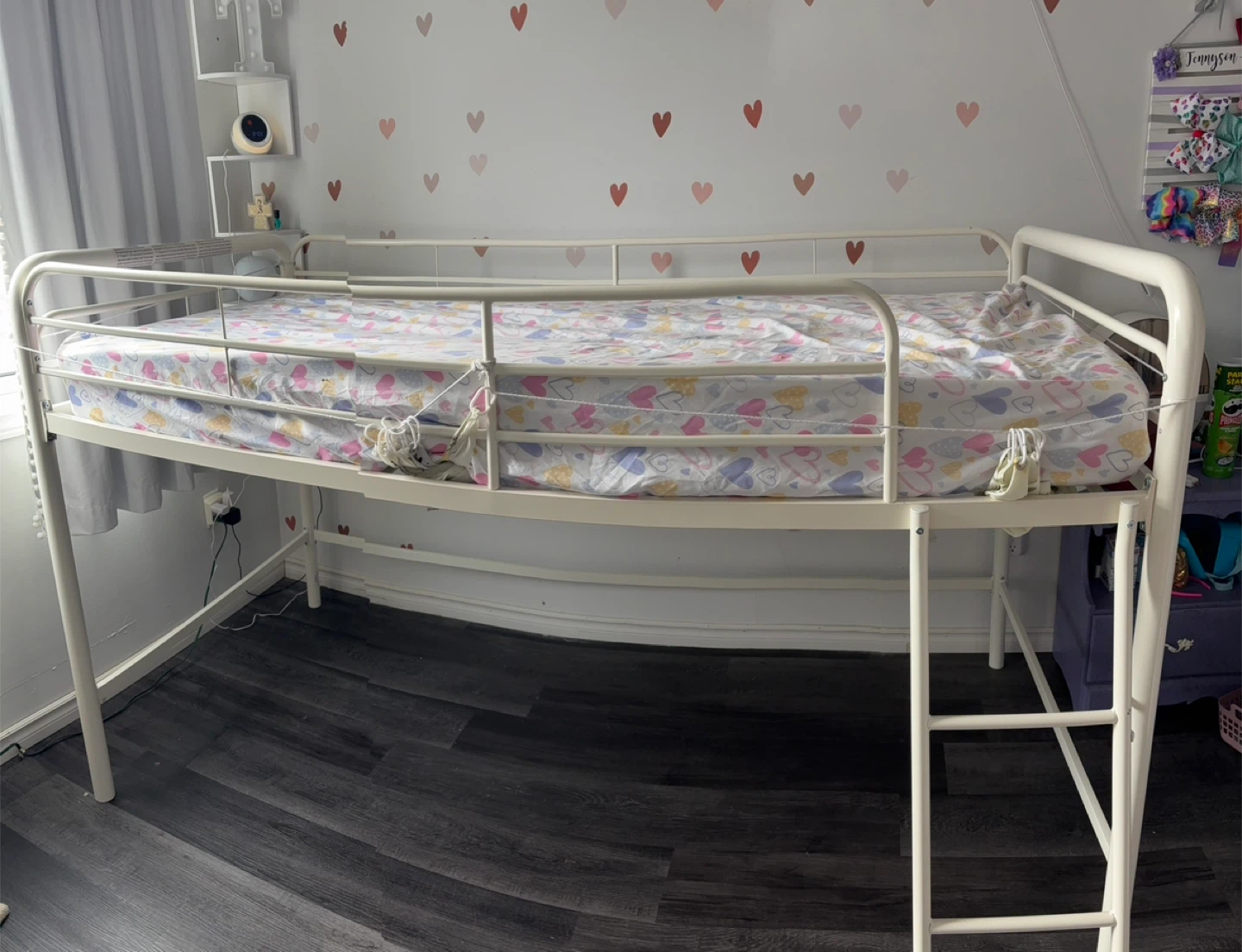 White Loft Bed with Ladder and  Twin Mattress - photo 4