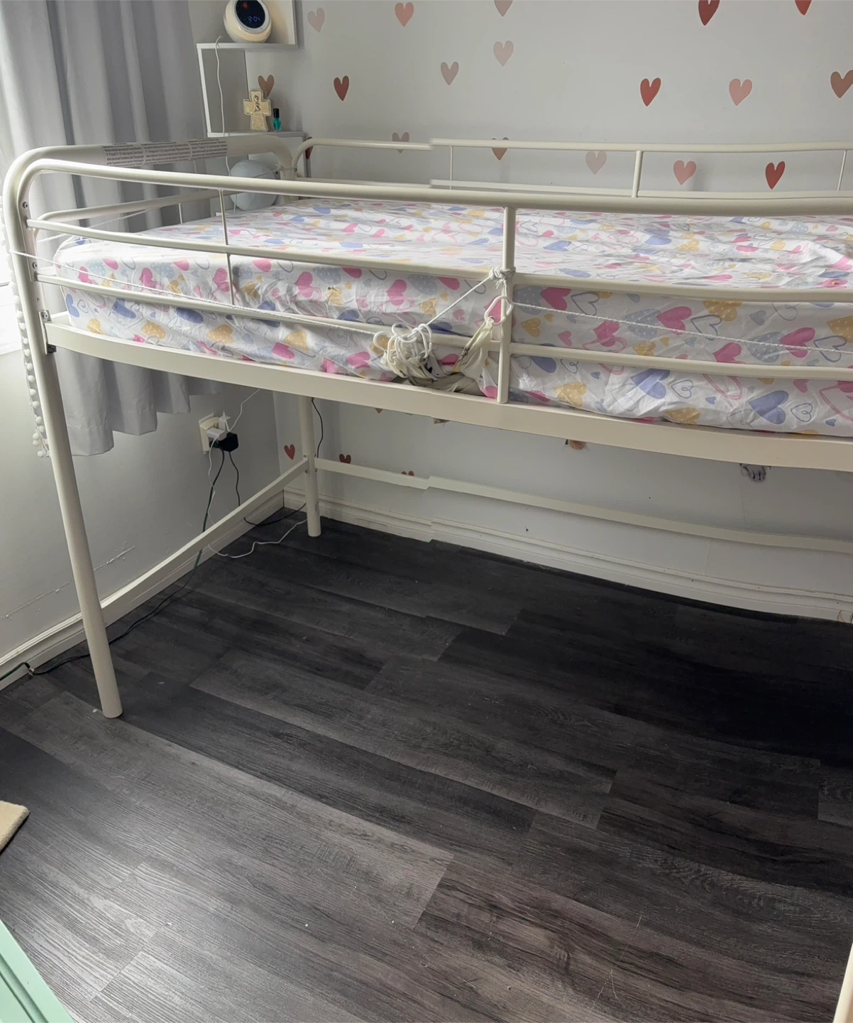 White Loft Bed with Ladder and  Twin Mattress - photo 3