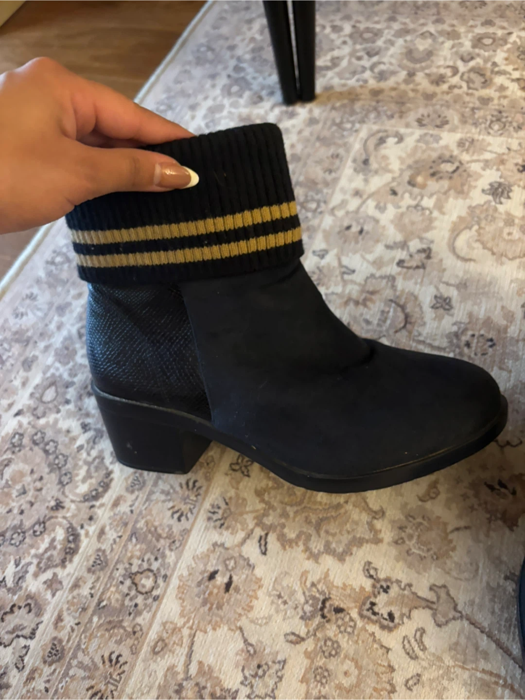 Navy blue Ankle Boots with Gold Stripes - photo 2