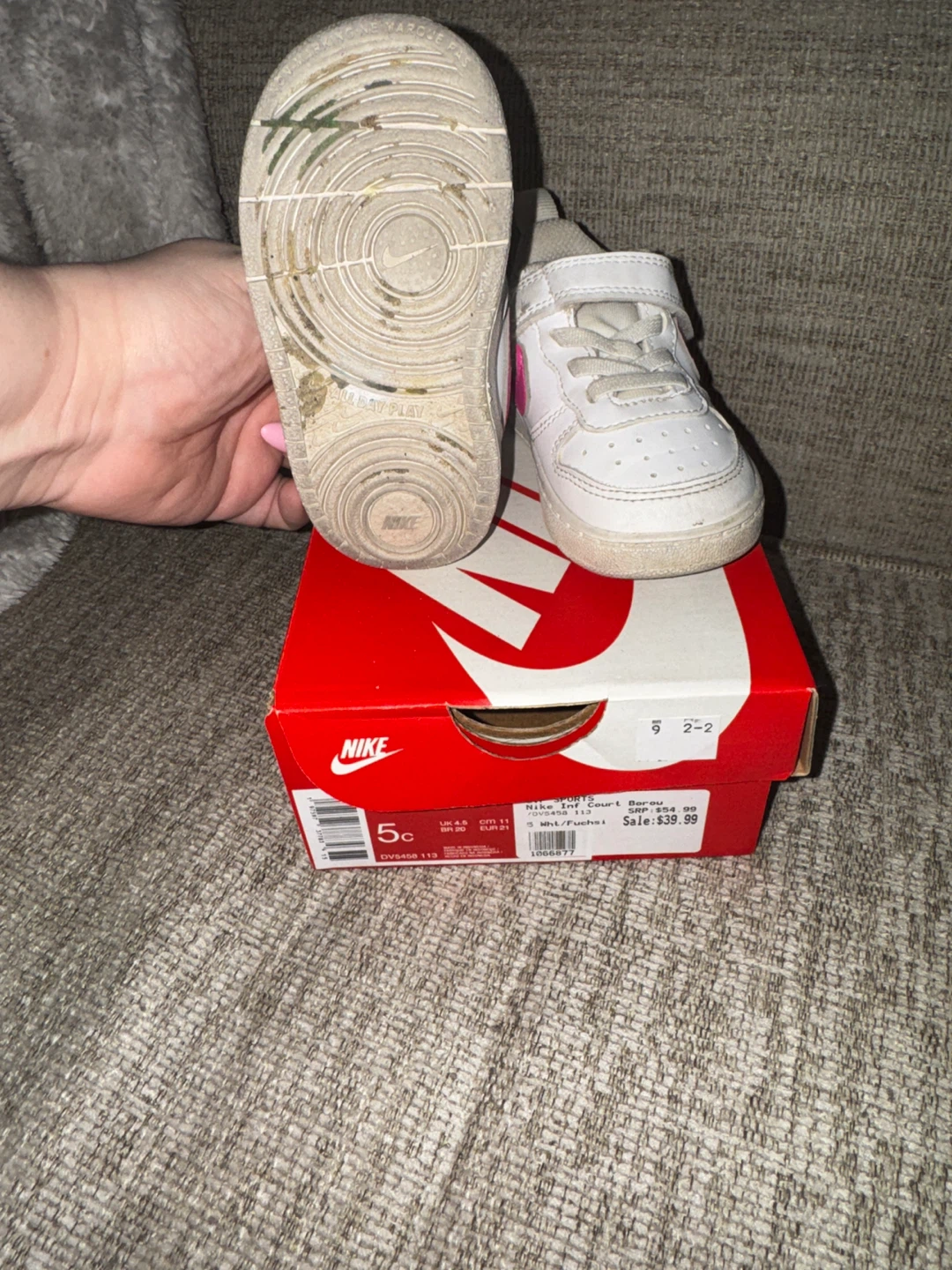 Nike Infant Court Borough Low 2 Shoes - White/Pink (5C) - photo 2