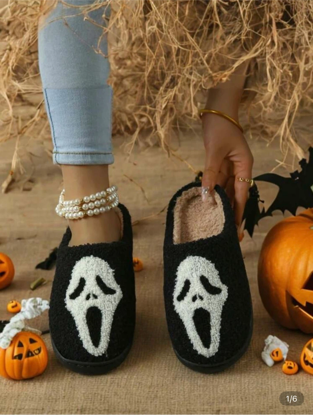 Scream Ghost Face Black Slippers