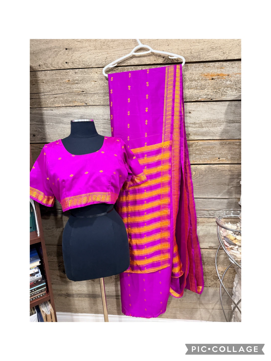 ✨ Vibrant Fuchsia & Gold Traditional Sari Set