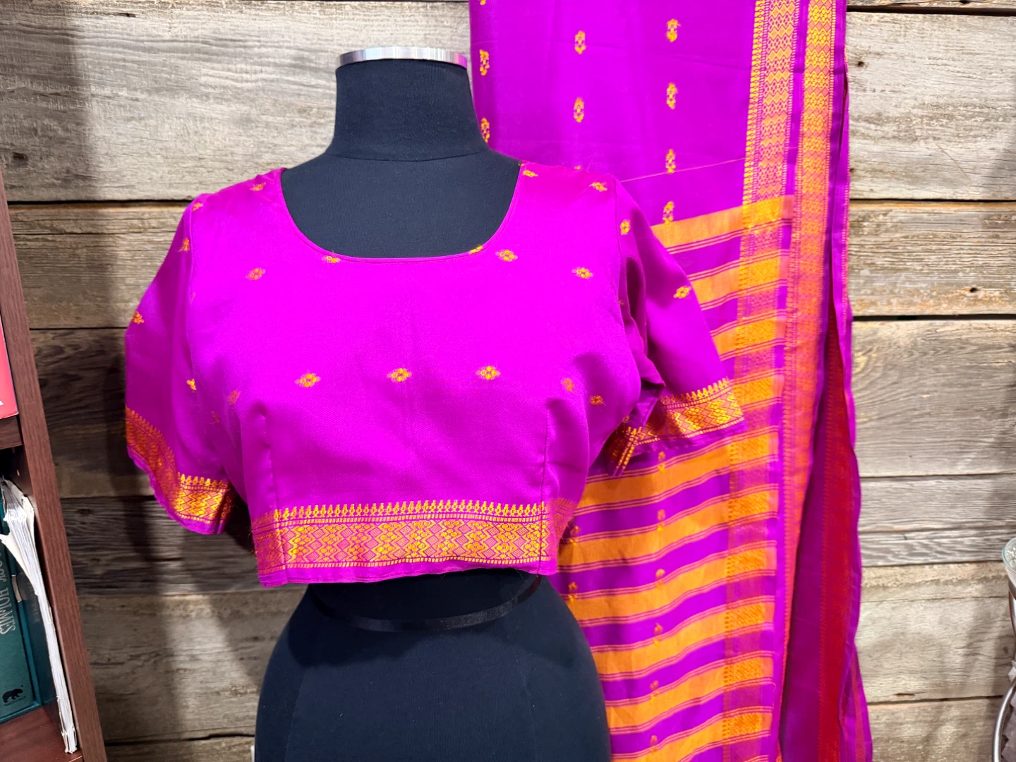✨ Vibrant Fuchsia & Gold Traditional Sari Set - photo 2