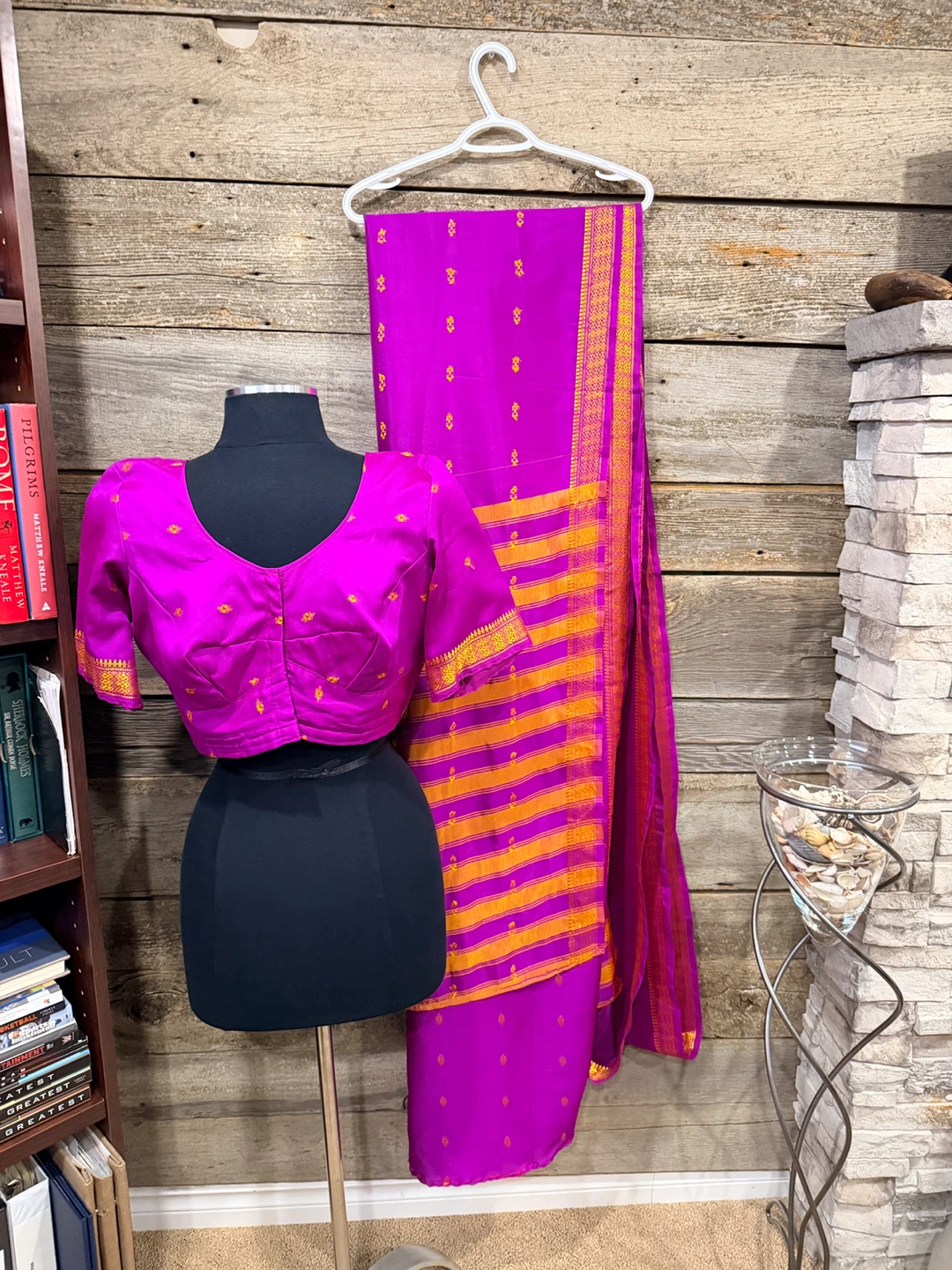 ✨ Vibrant Fuchsia & Gold Traditional Sari Set - photo 3