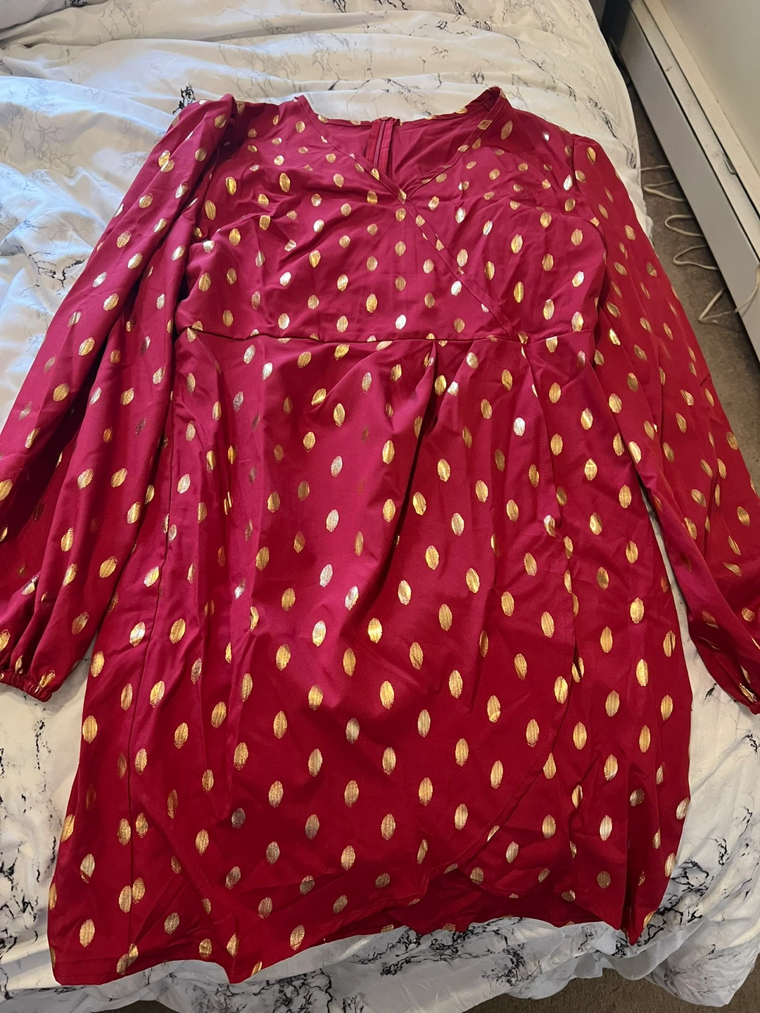 SHEIN Red Polka Dot Dress - Size L