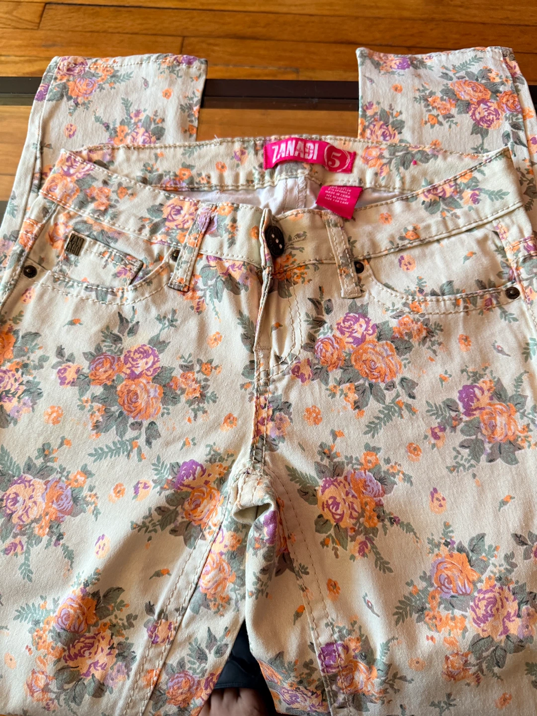 Zanadi Girls Floral Skinny Jeans Size 5 - photo 2