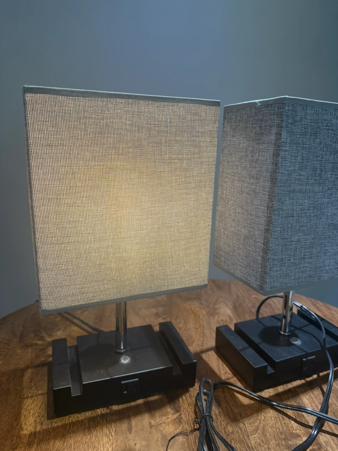 Set of 2 Grey Fabric Table Lamps - photo 5
