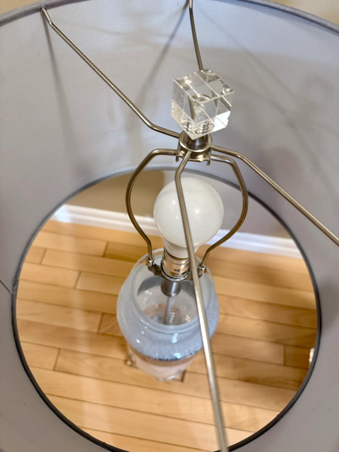 Pair of Grey Lamps with Speckled White and Black Glass Bases - photo 4