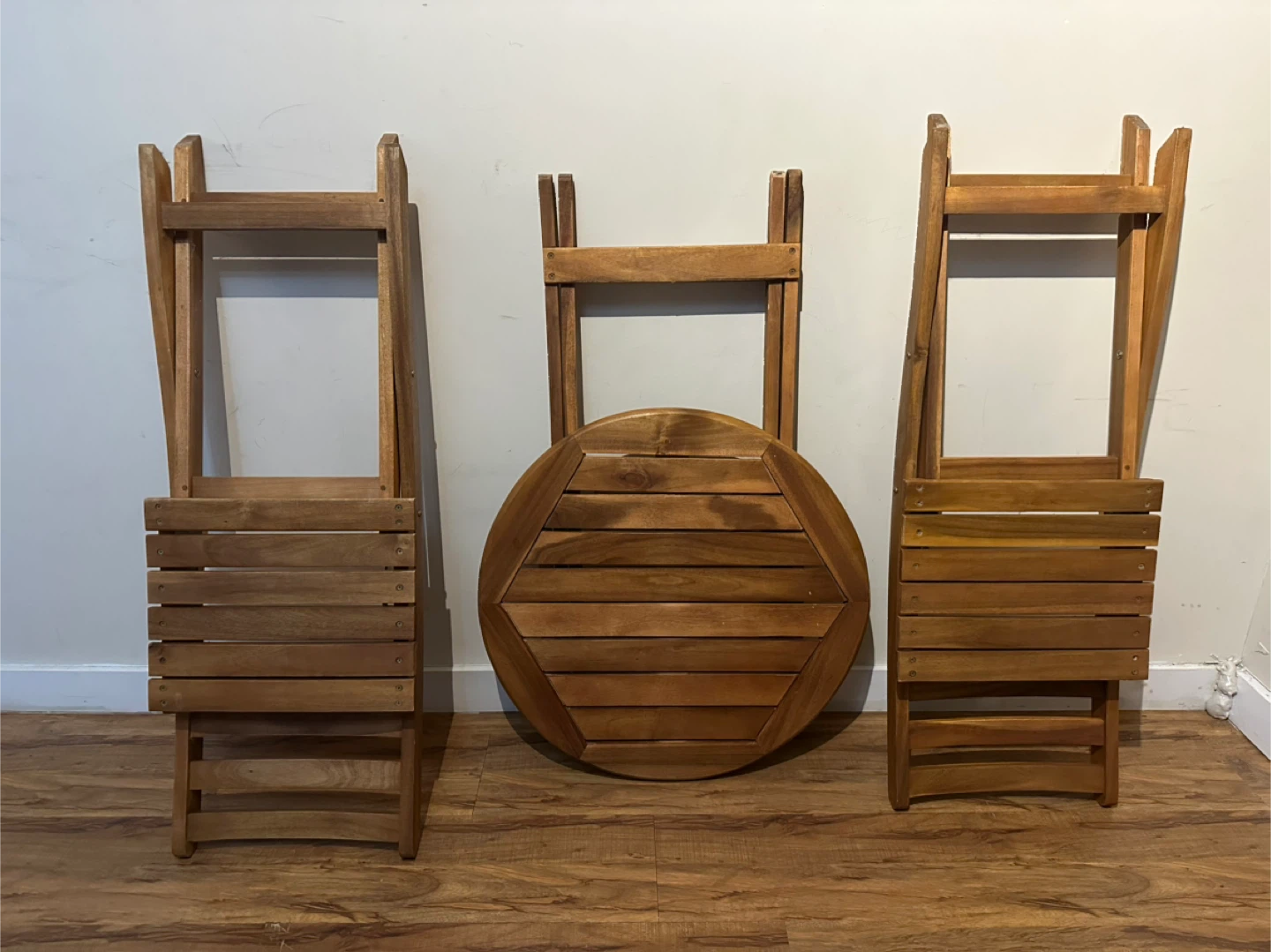 Wooden Bistro Set - 2 Chairs & Folding Table - photo 2