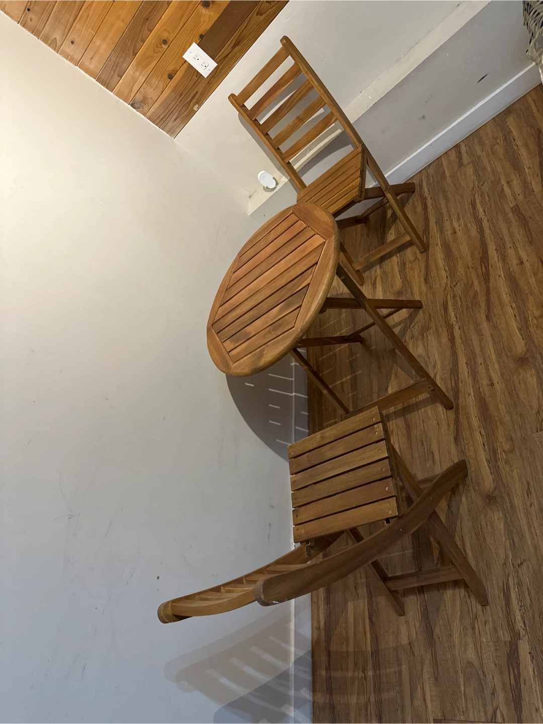Wooden Bistro Set - 2 Chairs & Folding Table