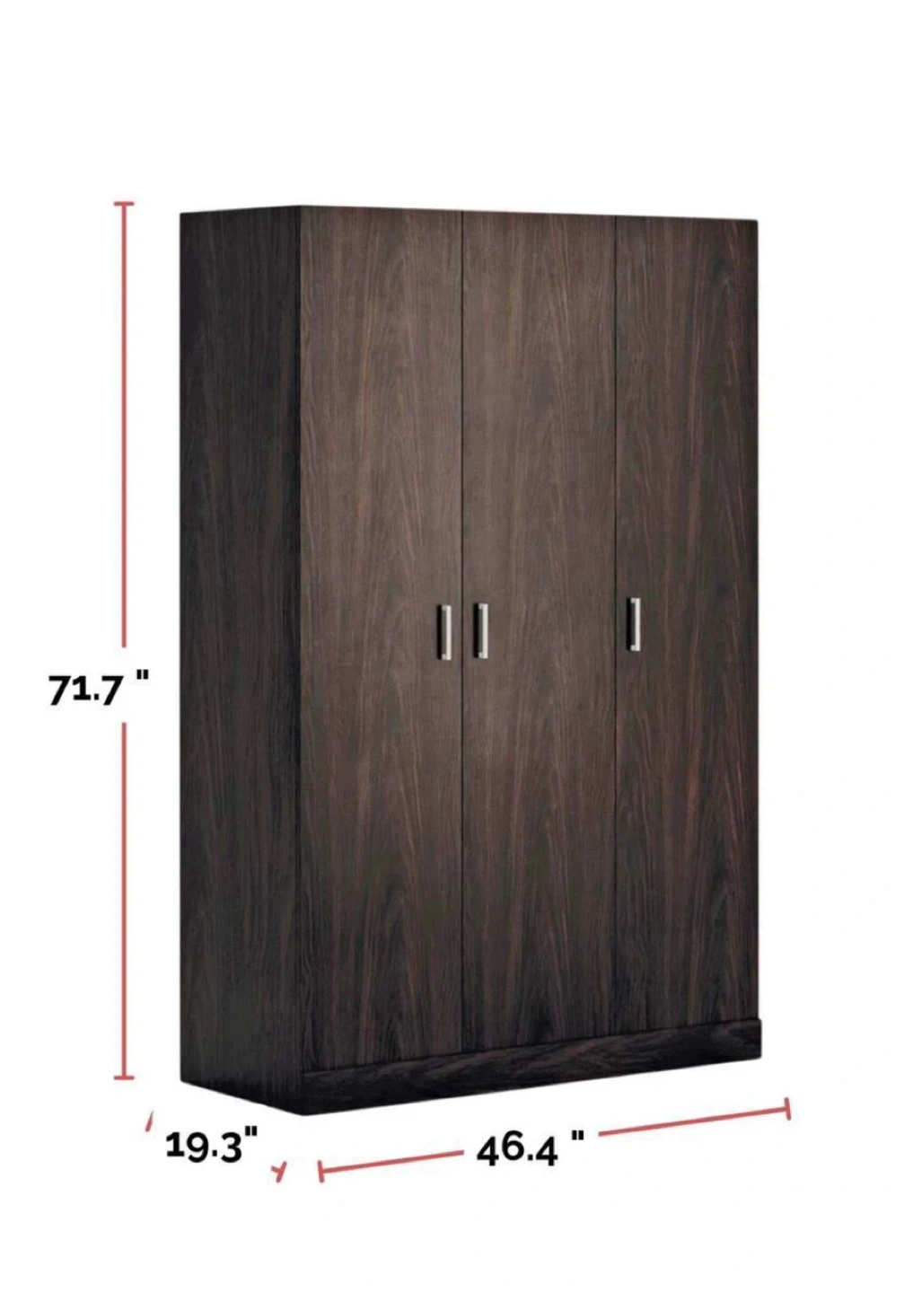 Dark Wood 3-Door Wardrobe