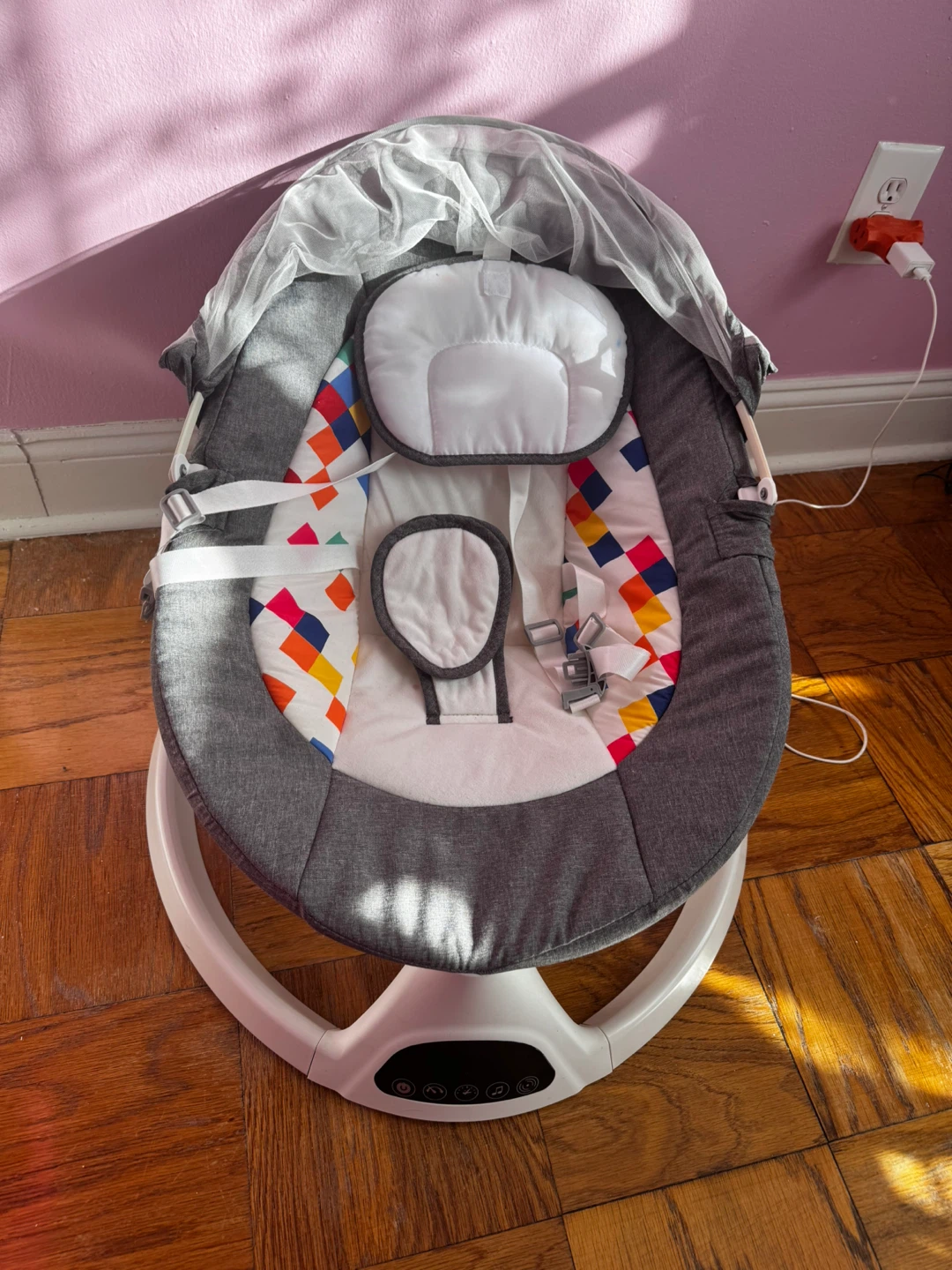 Grey Baby Swing with Sun and Cloud Toys