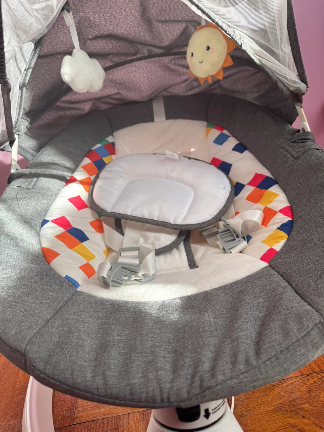 Grey Baby Swing with Sun and Cloud Toys - photo 4
