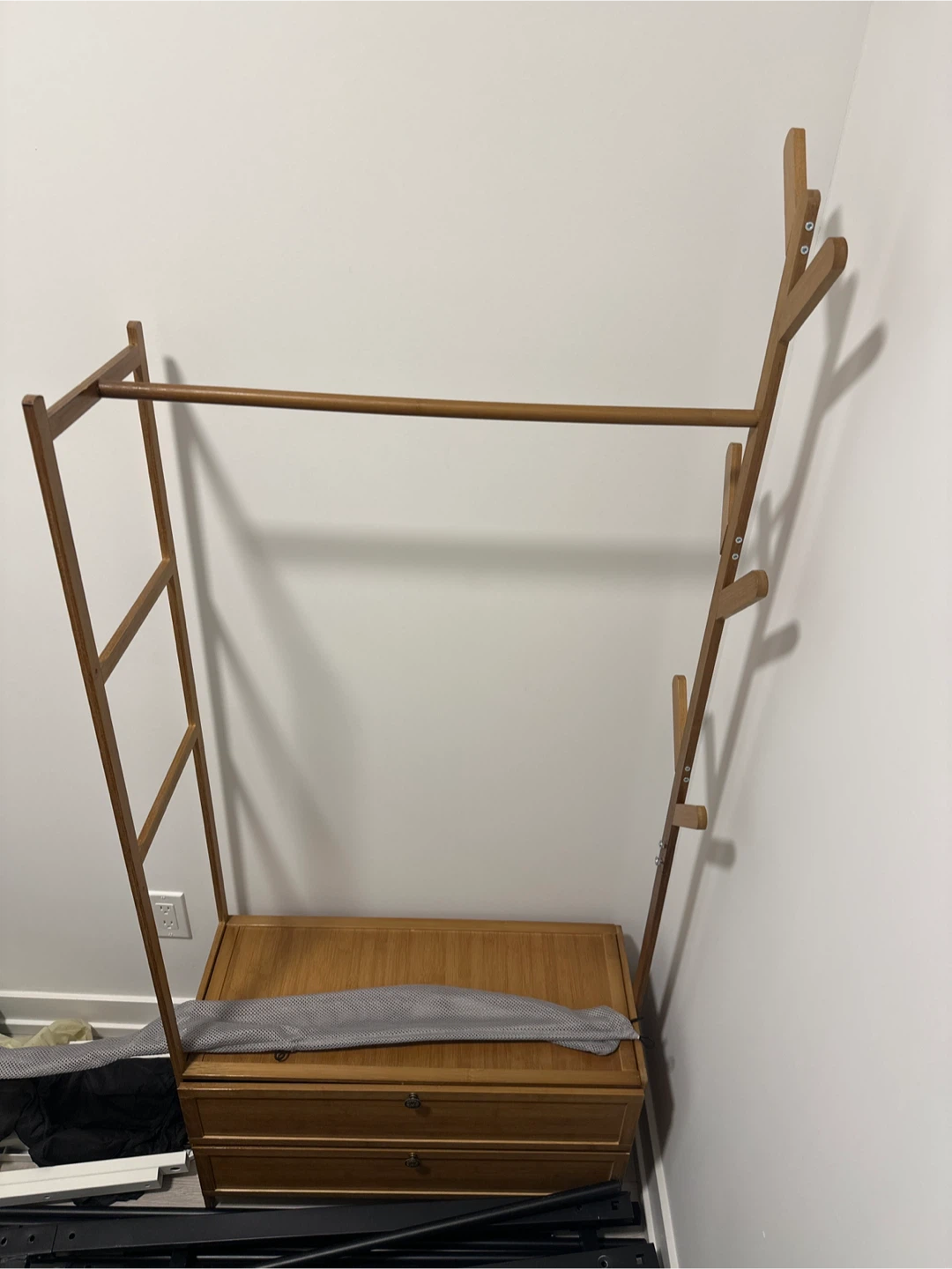 Wooden Garment Rack with Drawers