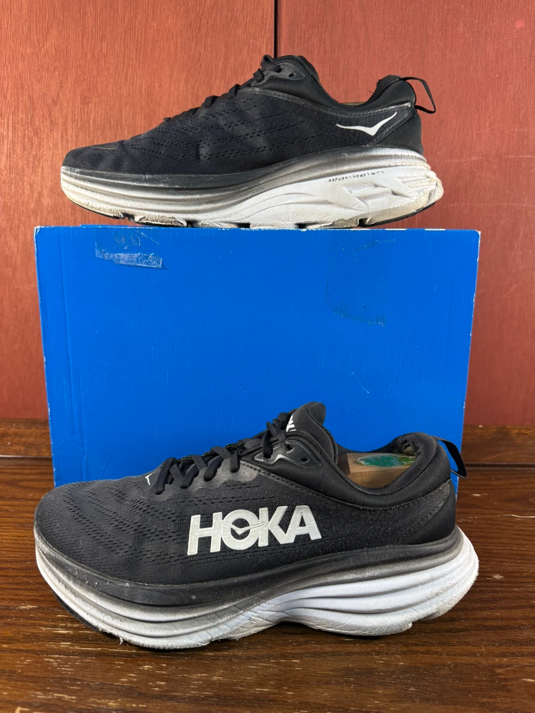 Hoka Bondi 8 Wide Black White Running Shoes Men’s Size US 10-2E