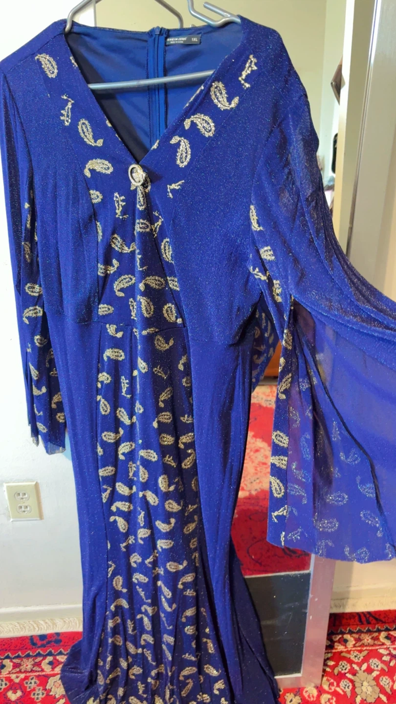 Women's Blue Paisley Sparkle Maxi Dress - photo 2
