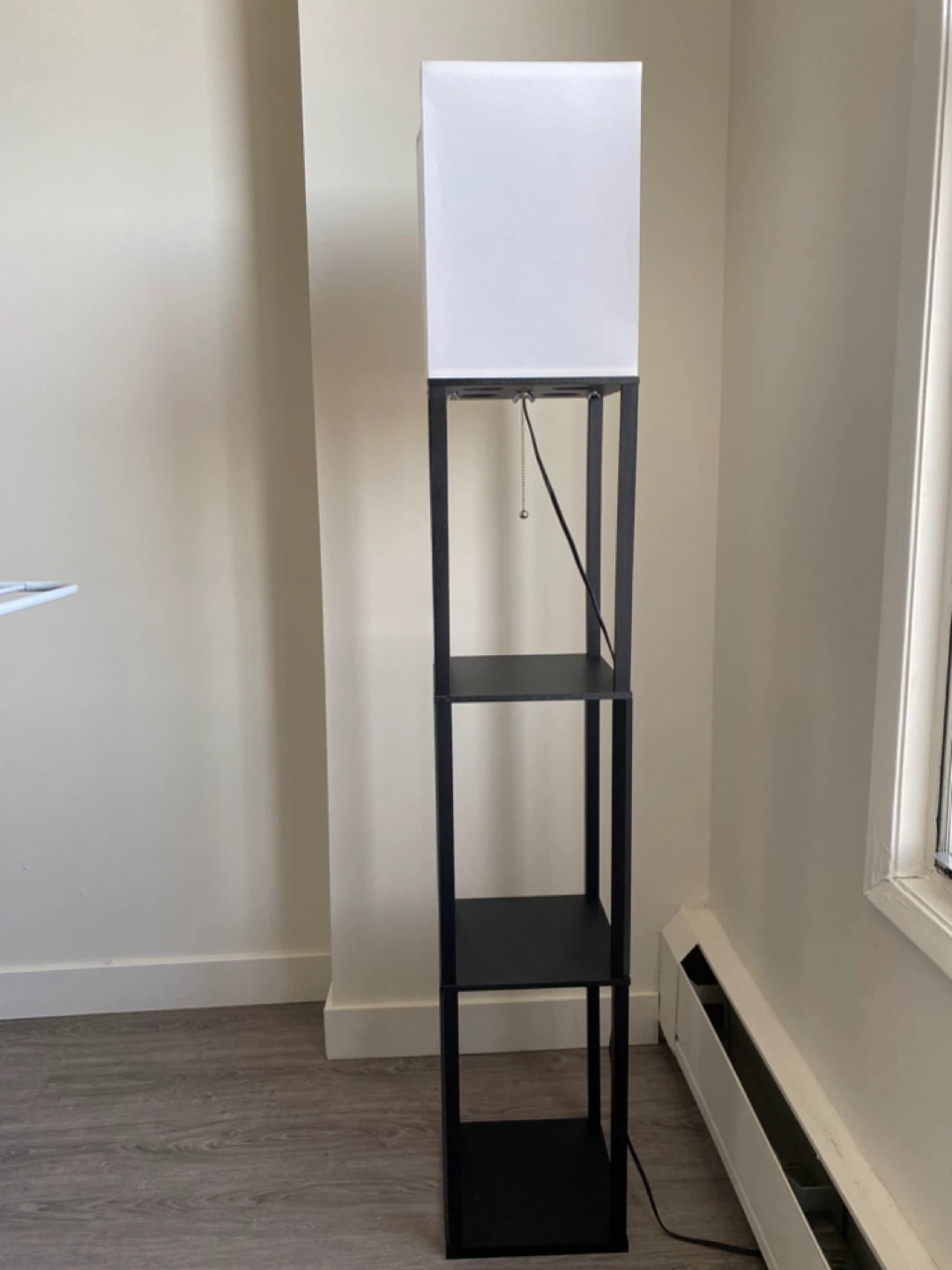 Modern Black Floor Lamp with Shelves