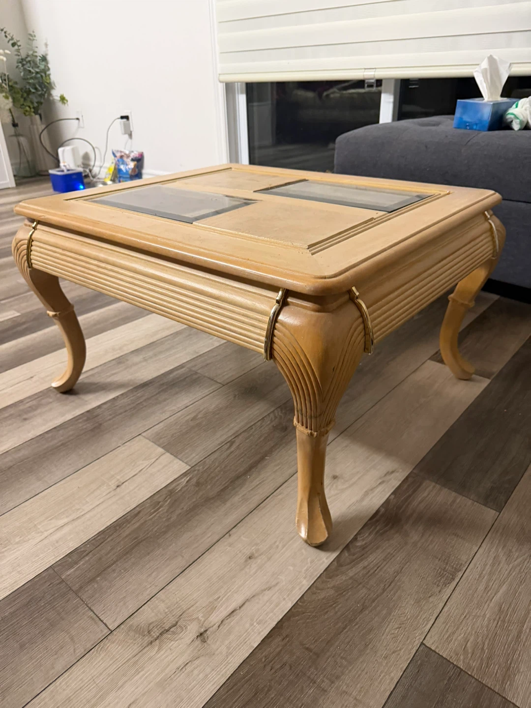Large & small size-Wooden Coffee Table with Glass Inlay - photo 3