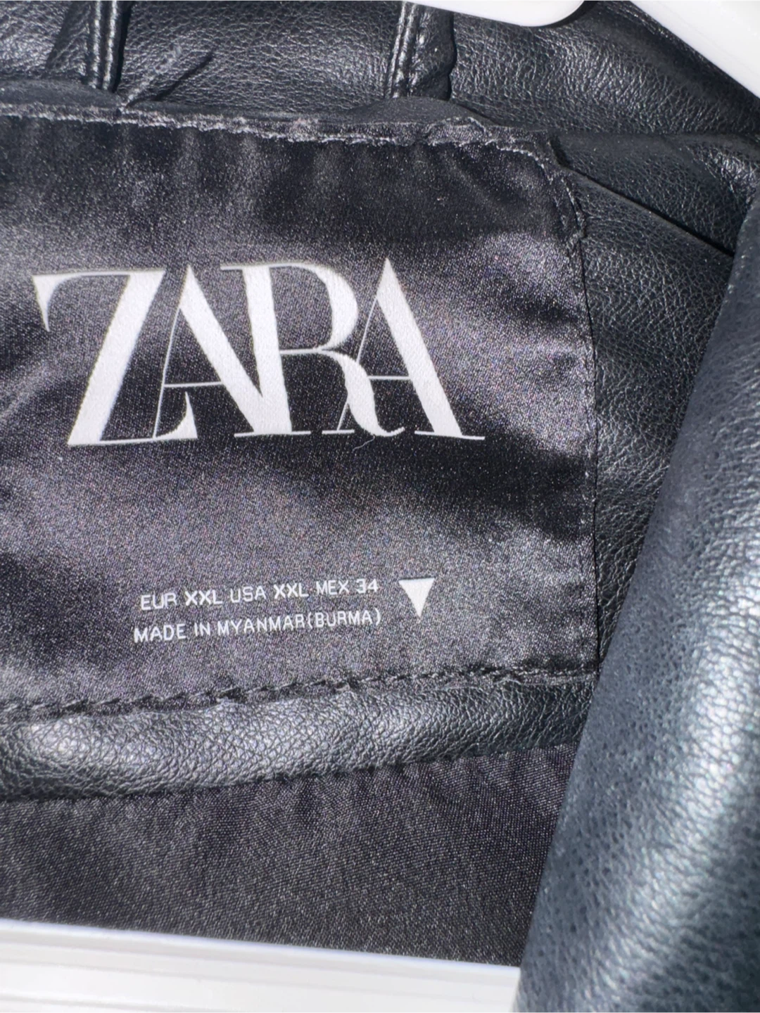 ZARA Black Faux Leather Biker Jacket - EUR XXL - photo 4