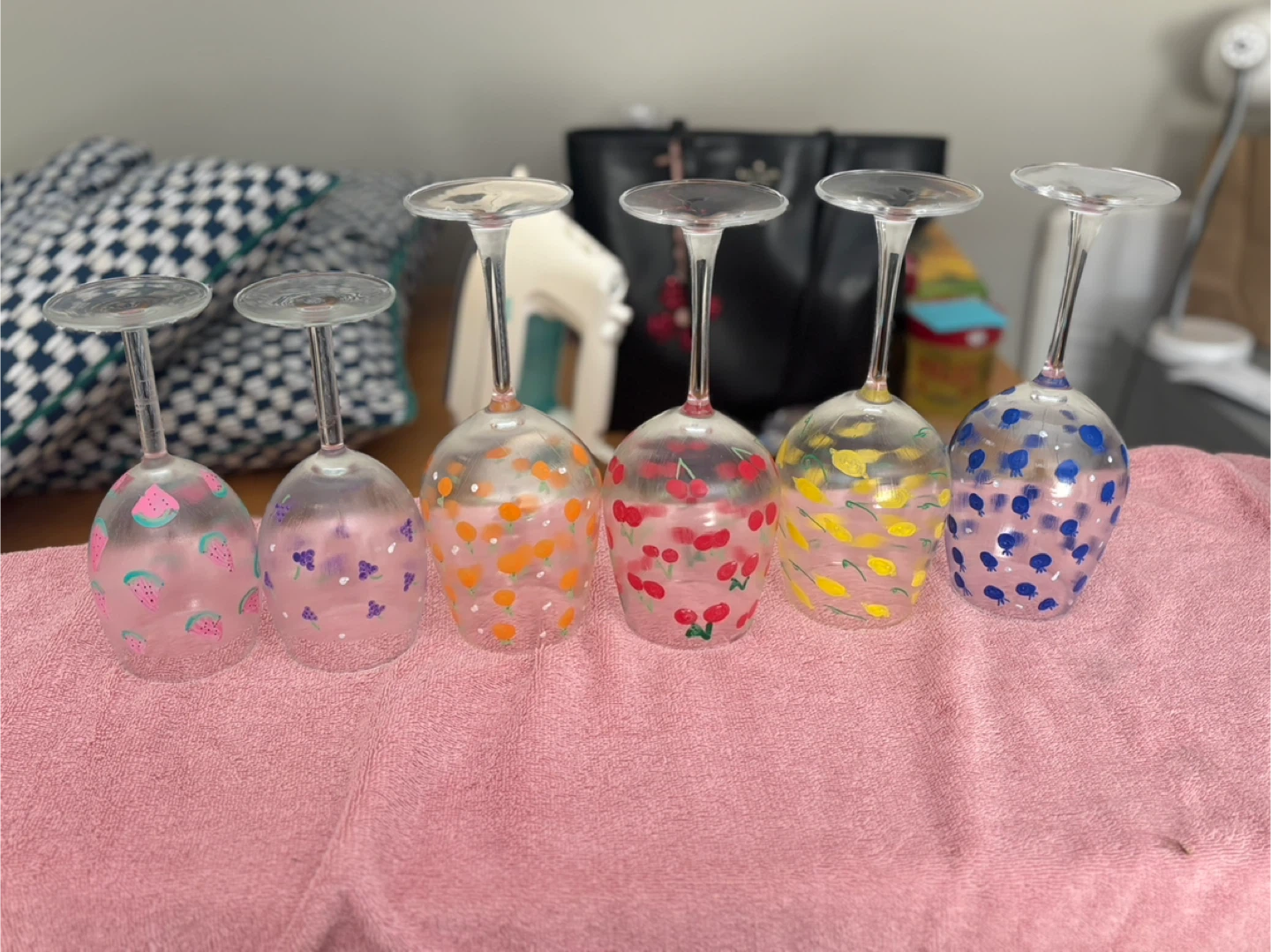 Set of 6 Hand-Painted Fruit Wine Glasses - photo 2
