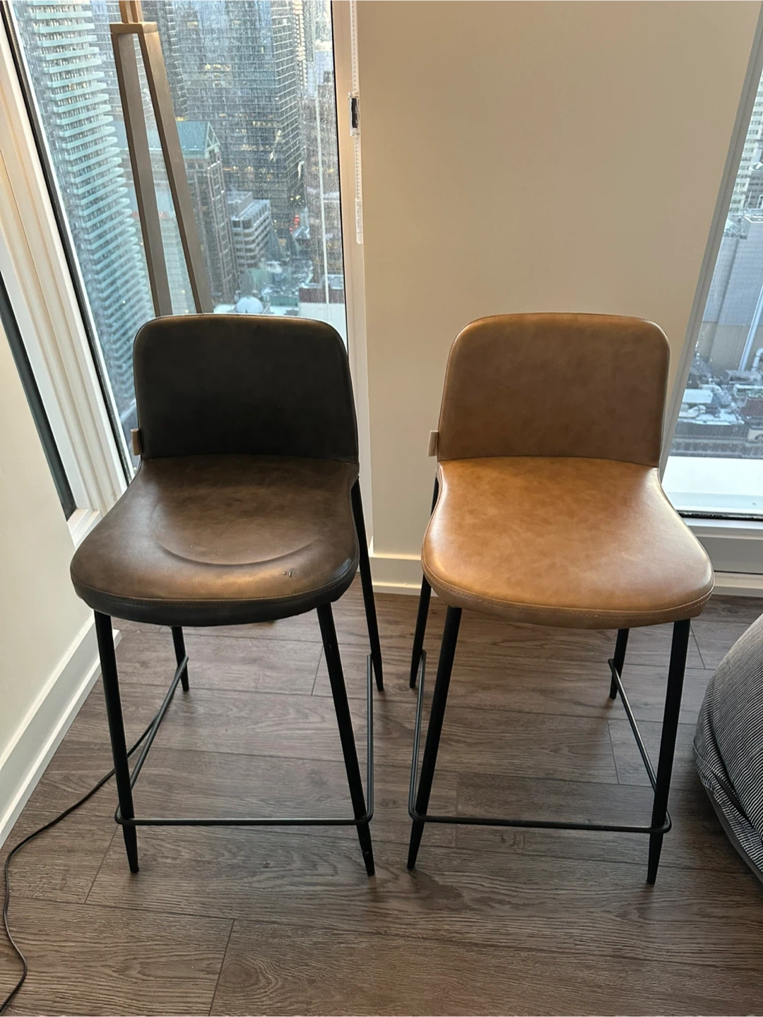 2 leather stools