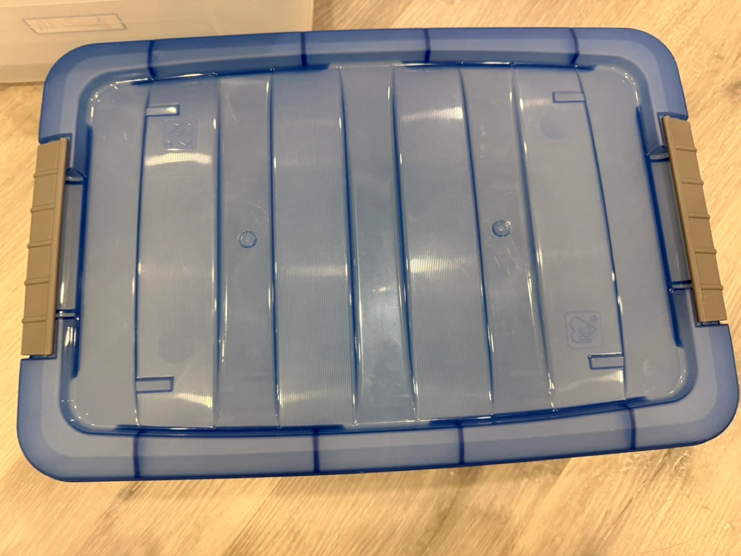 Clear Storage Bin with Blue Lid - photo 4