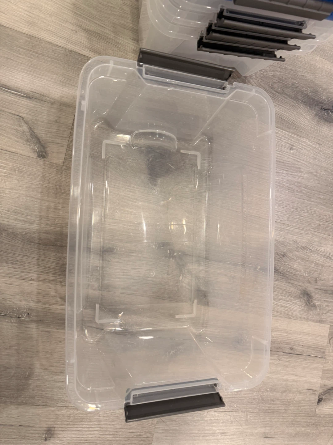 Clear Storage Bin with Blue Lid - photo 3