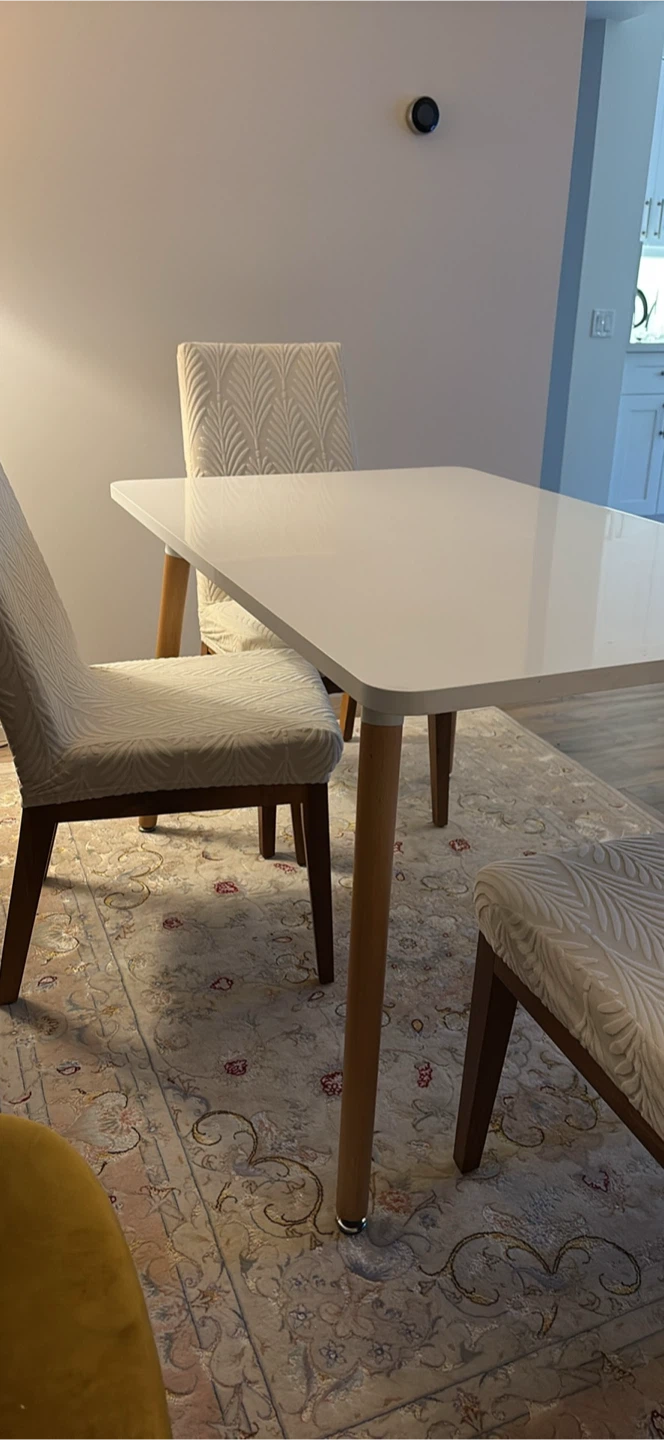 White Dining Table with Wooden Legs - photo 2