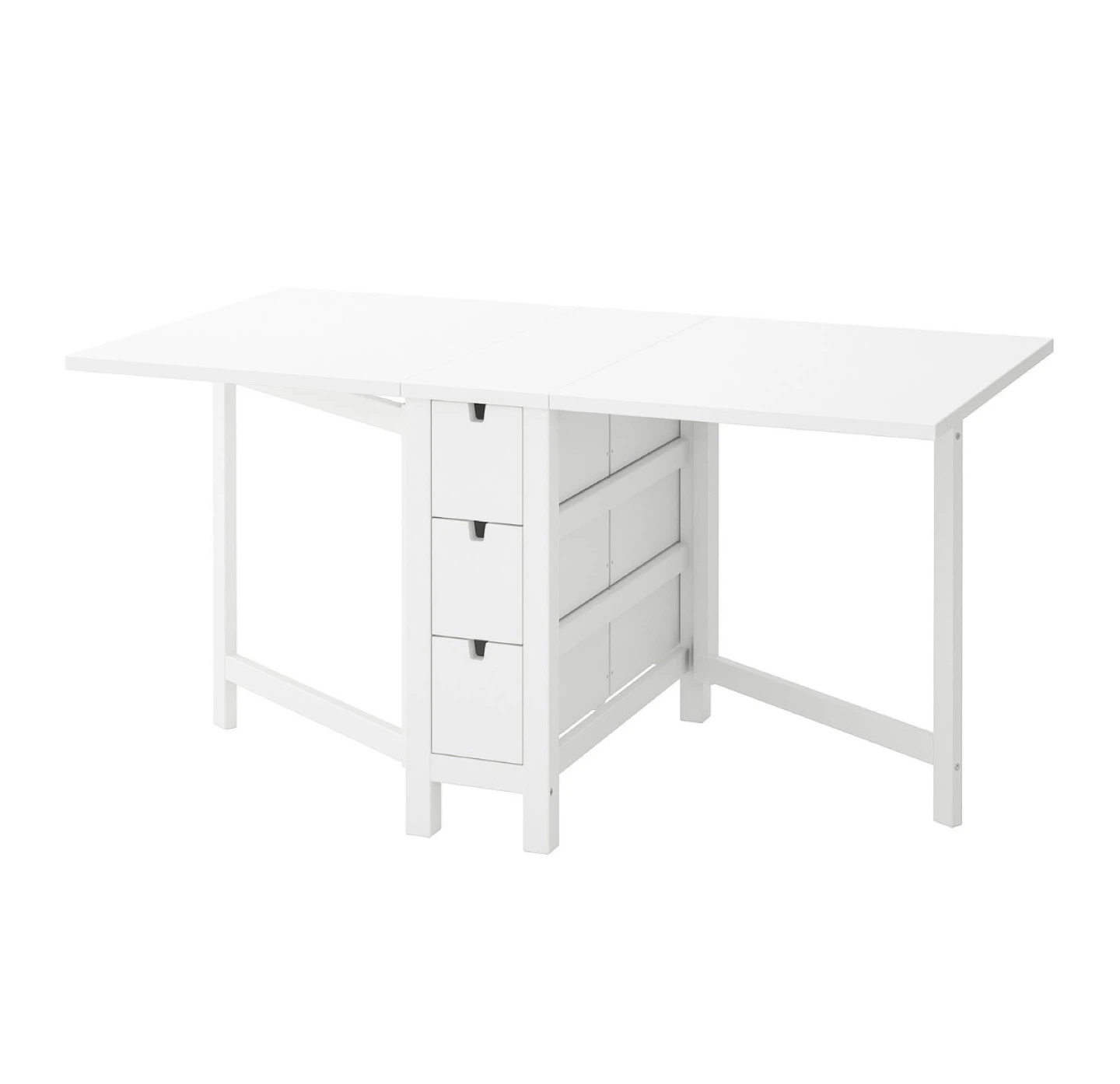 IKEA White Drop-Leaf Dining Table with Drawers