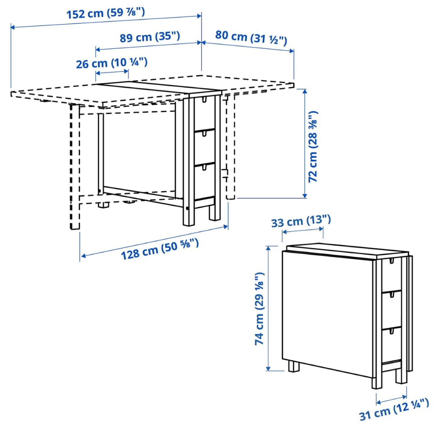 IKEA White Drop-Leaf Dining Table with Drawers - photo 2