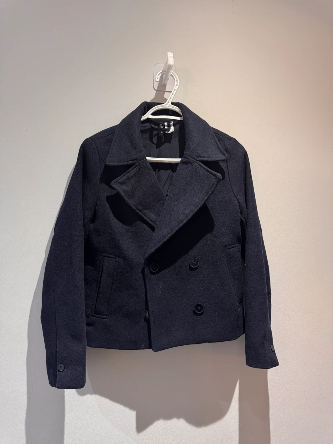 H&M Double Breasted Pea Coat Navy
