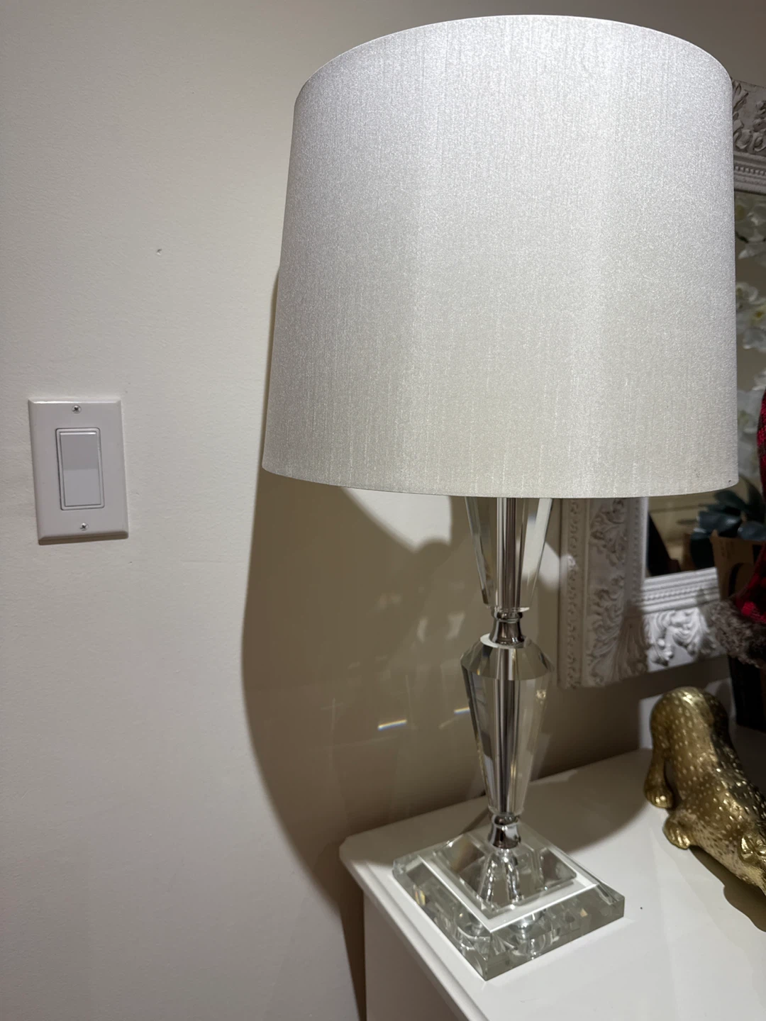 Crystal Table Lamp with White Shade