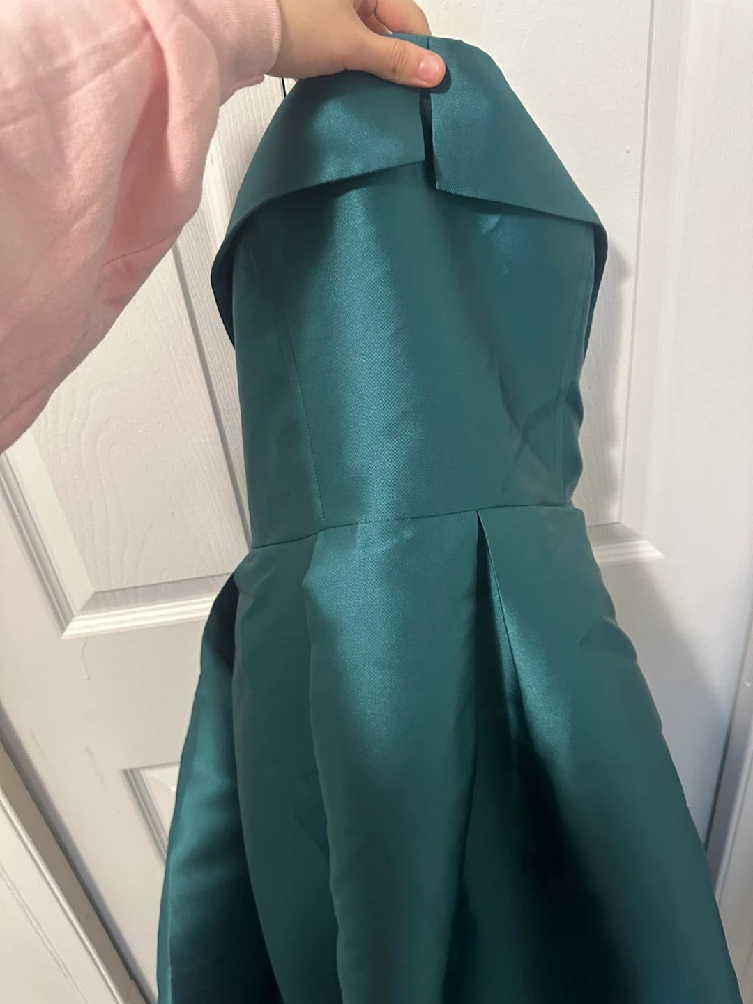 Strapless Emerald Green Satin Dress