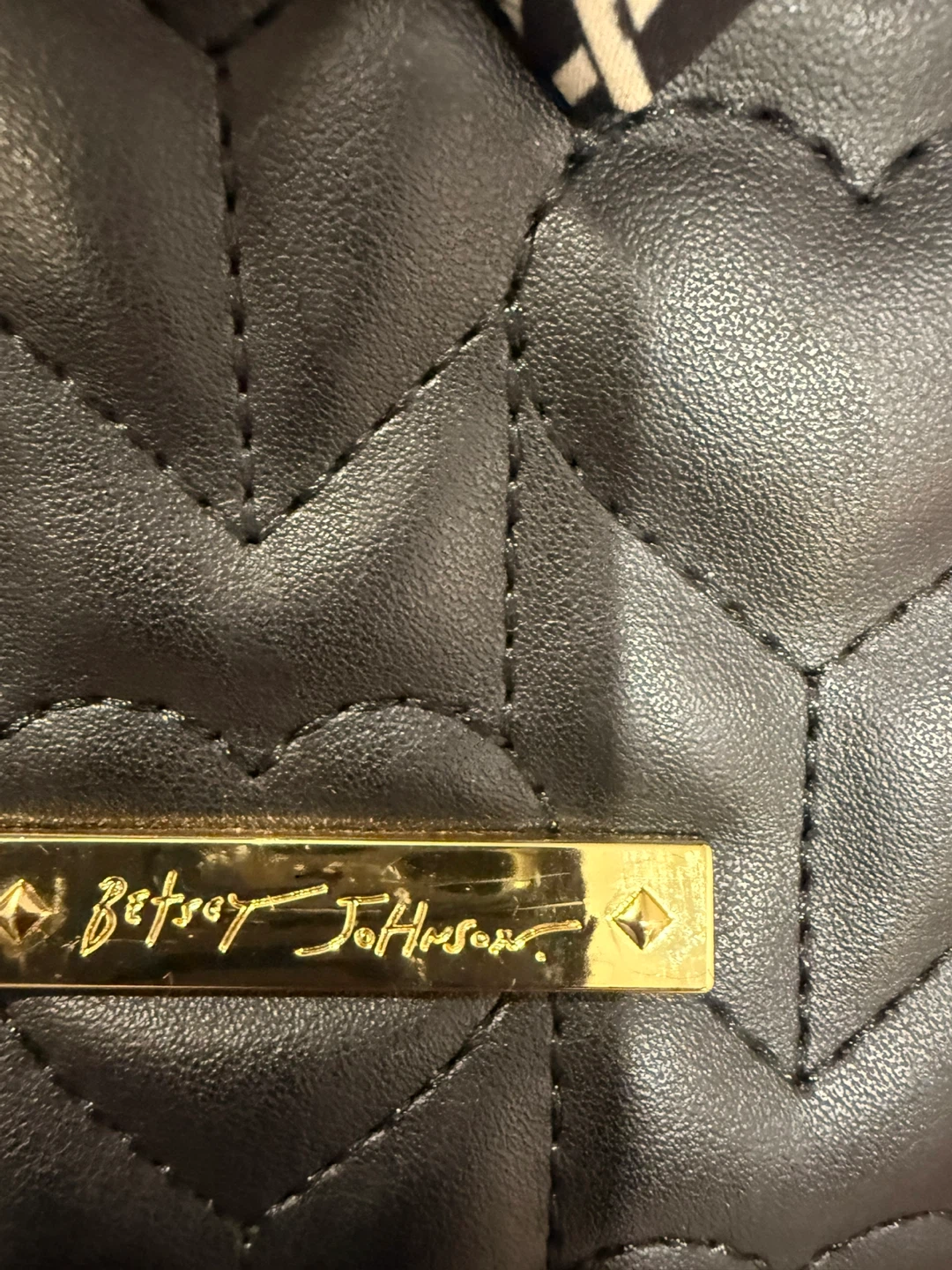 Betsey Johnson Black Quilted Heart Tote Bag with Skull Scarf - photo 5