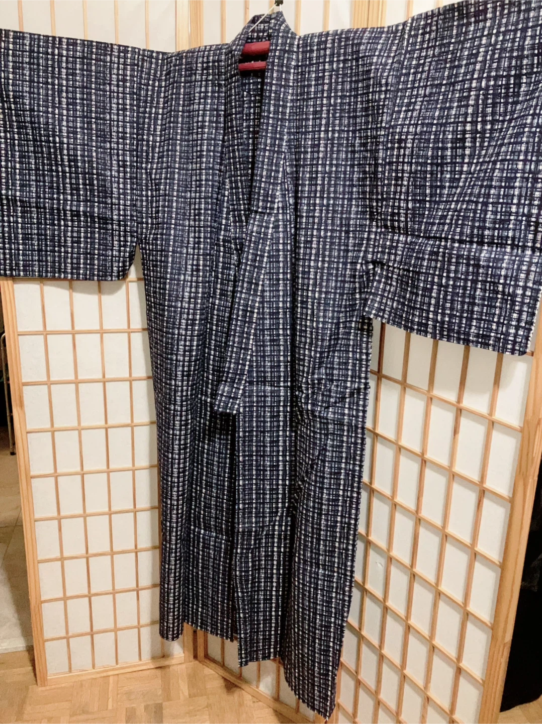 Navy and White Plaid men’s yukata only