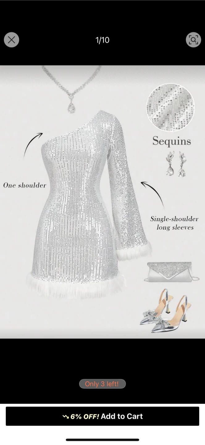Sequin One Shoulder Mini Dress