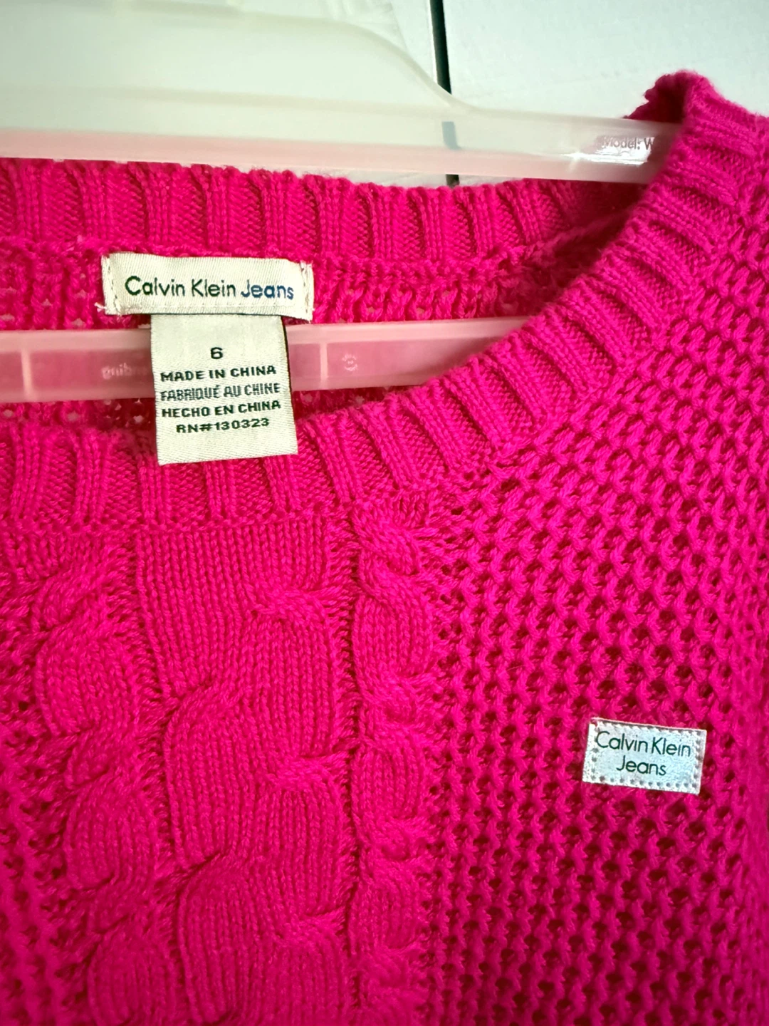 Calvin Klein Jeans Pink Cable Knit Sweater Size 6 - photo 3