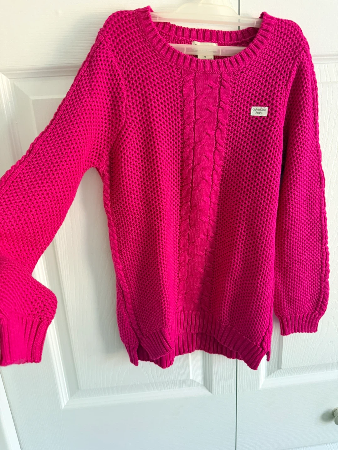 Calvin Klein Jeans Pink Cable Knit Sweater Size 6 - photo 2