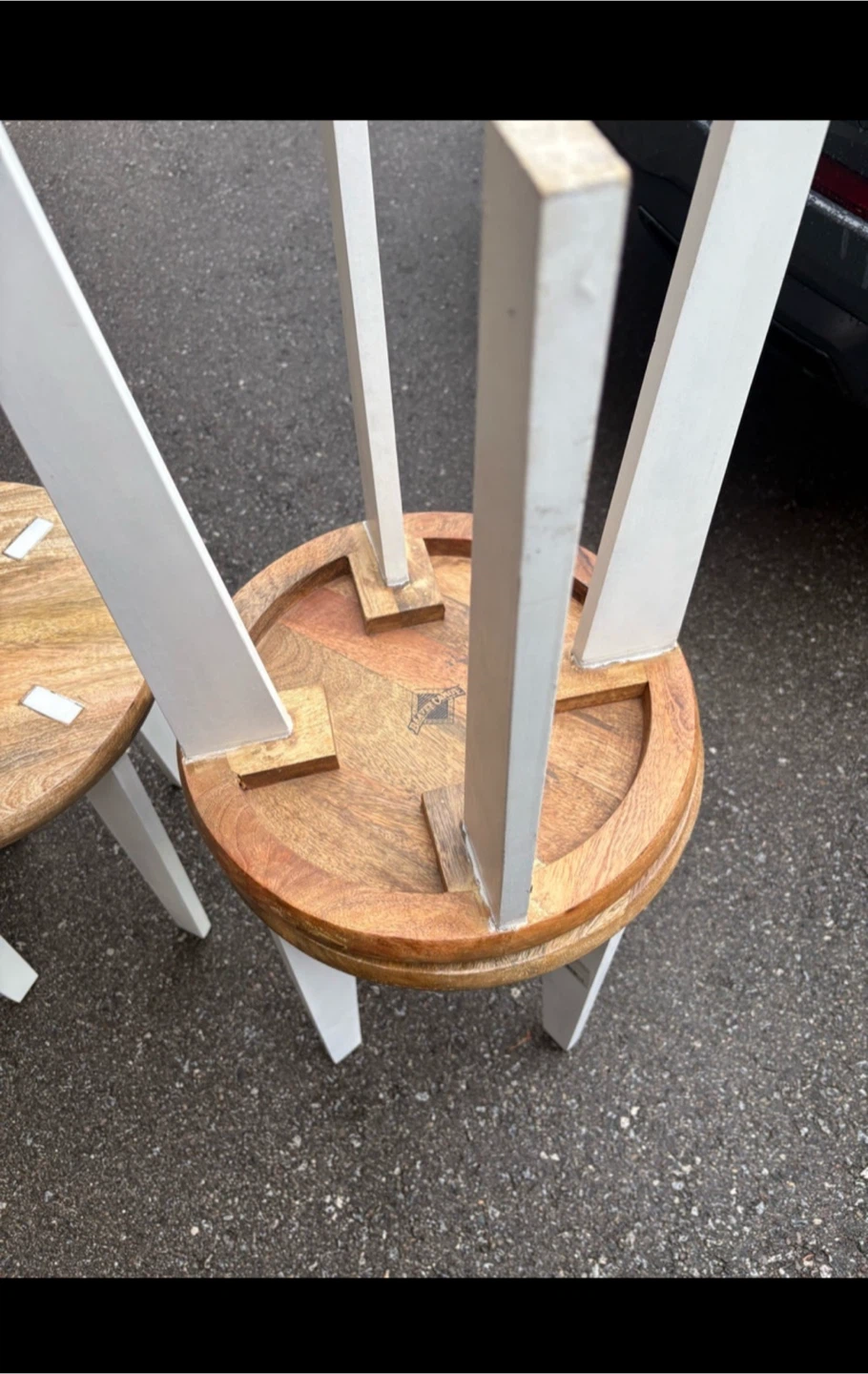 Set of 3 Round Wooden Stools - photo 2