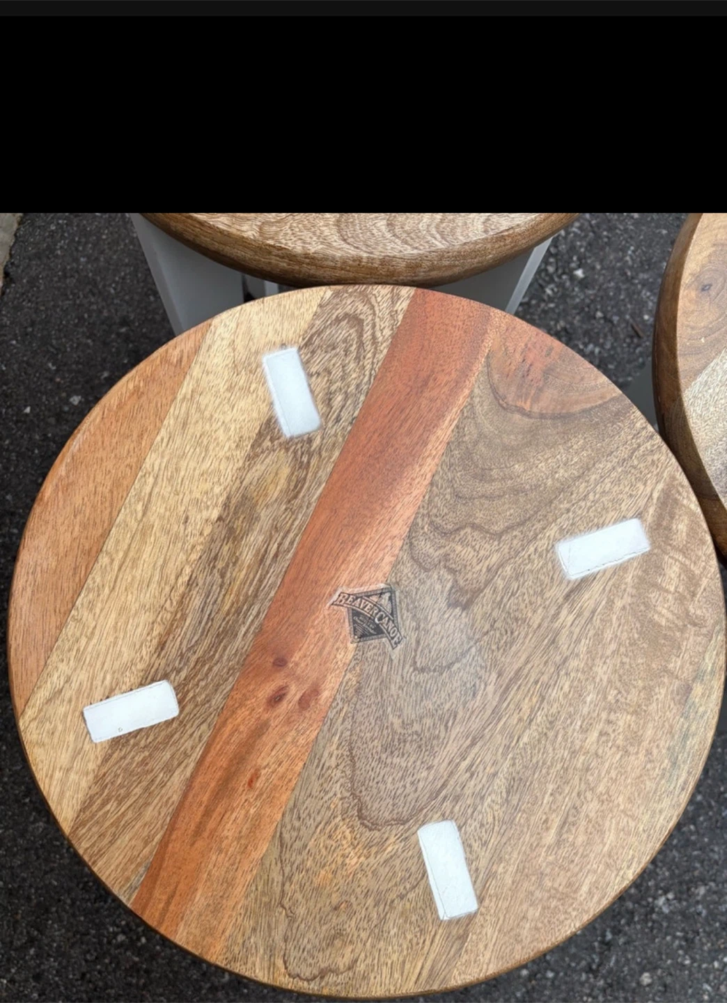 Set of 3 Round Wooden Stools - photo 4