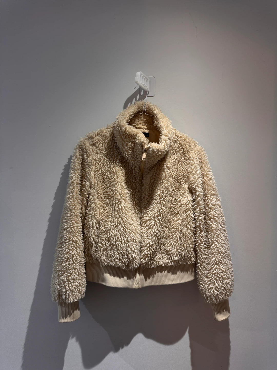 Cream Fuzzy Fleece Jacket