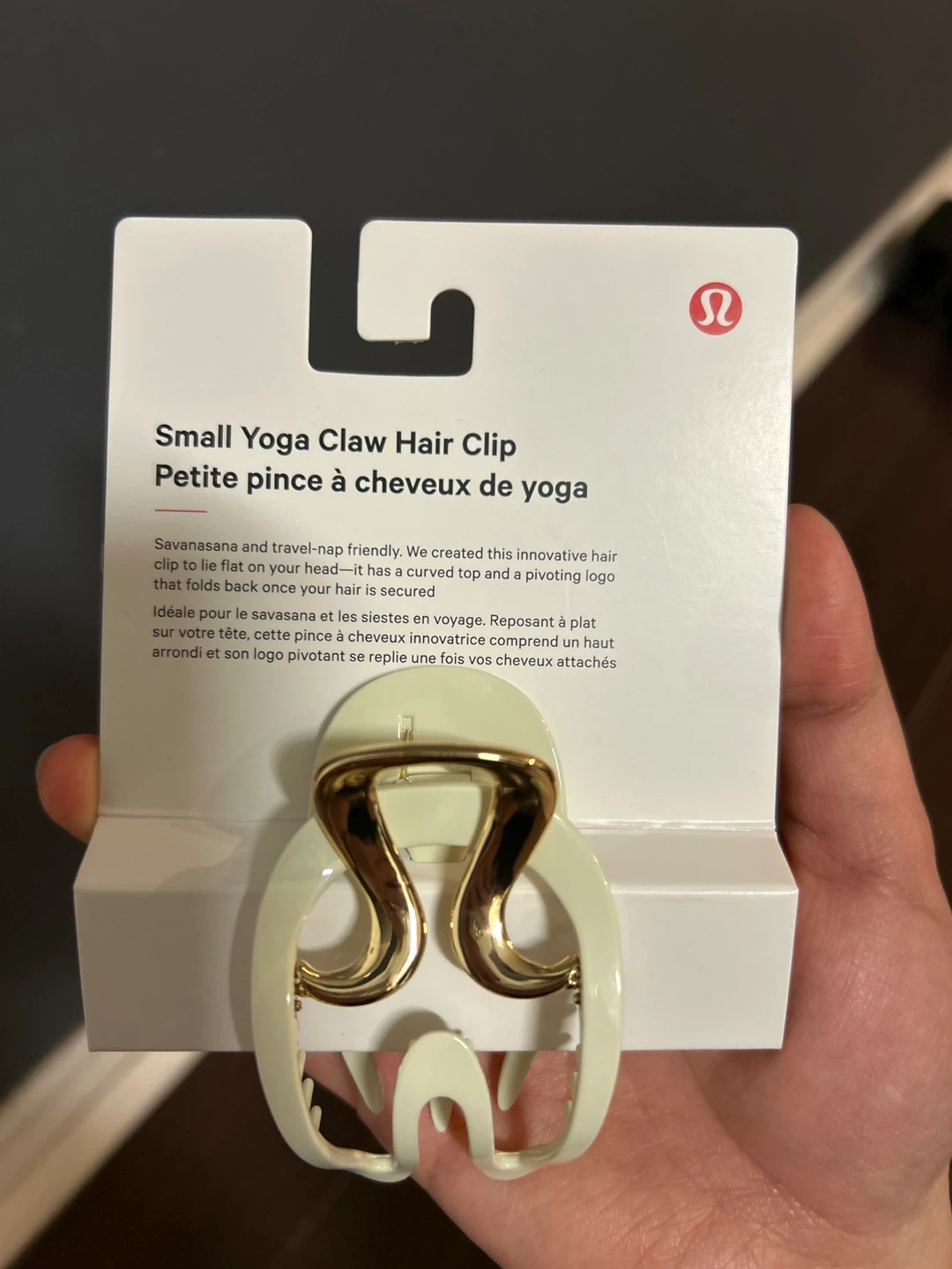 Lululemon Small Yoga Claw Hair Clip Gold/Cream