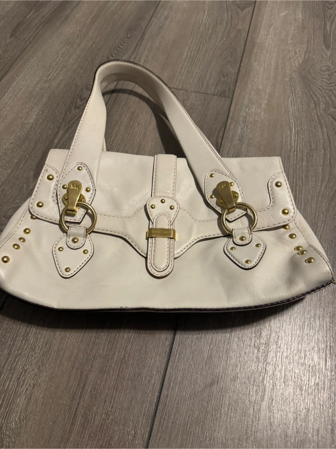 Michael Kors White Leather Studded Handbag